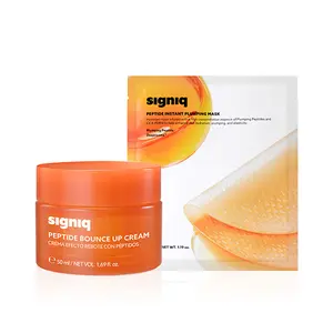 signiq Peptide Lift & Plump Skincare Kit - 50ml Peptide Bounce Up Gel Moisturizer, Hyaluronic Acid Sheet Mask for Hydrate, Enhanced Elasticity