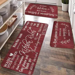 2/3pcs kitchen anti slip carpet floor mat set, Kitchen rugs sets, retro red wooden board kitchen decoration floor mat, soft flannel washable kitchen floor mat, Decorative rug, suitable for kitchen, dining room, room decoration floor mat