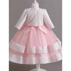 Children's Dress-Up Dress New Two-Piece Set Girls' Gown High-End Princess Dress Catwalk Wedding Dress Performance Pattern Direction Random