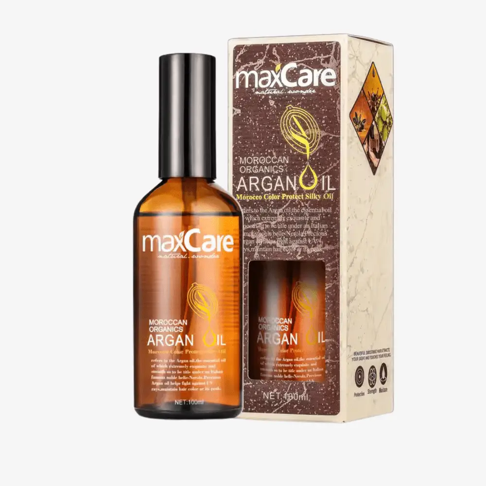 MaxCare Moroccan Organics Argan Oil Hair Serum 100ml - Daily Essential for Dry Damaged & Color Treated Hair - Nourishing Repairing Smoothing Frizz Control - Paraben Free Silicone Free Sulfate Free - Haircare