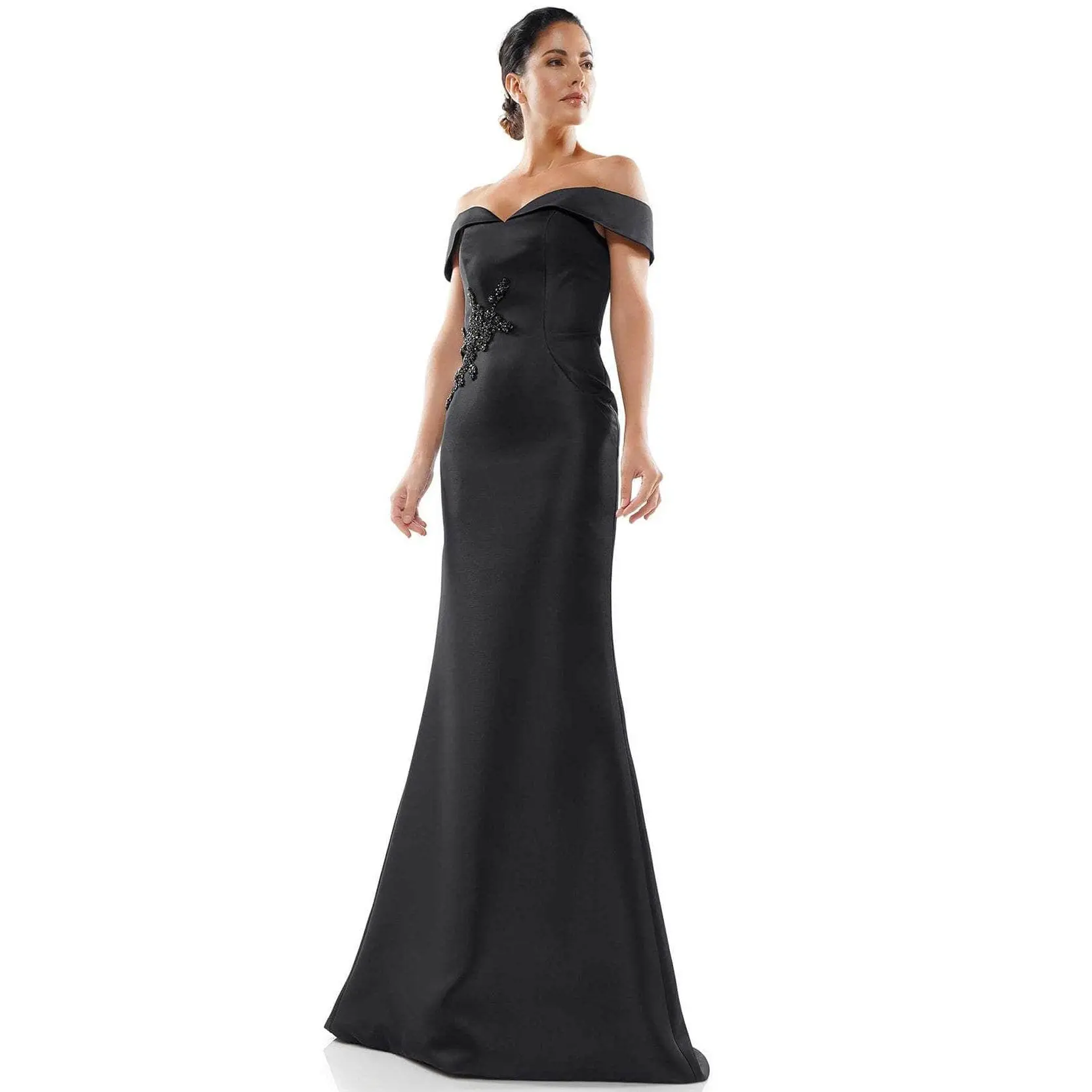 Marsoni by Colors - MV1003 Off Shoulder Jewel Accented Mermaid Gown