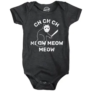 Ch-Ch Meow Meow Baby Bodysuit Funny Sarcastic Halloween Graphic Novelty Jumper For Infants Funny Baby Onesies Halloween Clothes for Baby Novelty Onesie Black - Ch