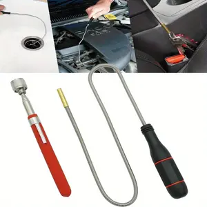 Magnetic Pickup Tool Pack of 2, Flexible Magnetic Pickup 2LB,Telescoping Magnet Pickup 10LB,Strong Magnet for Hard to Reach Keys,Bolts,Nuts and Screws for Car and Home