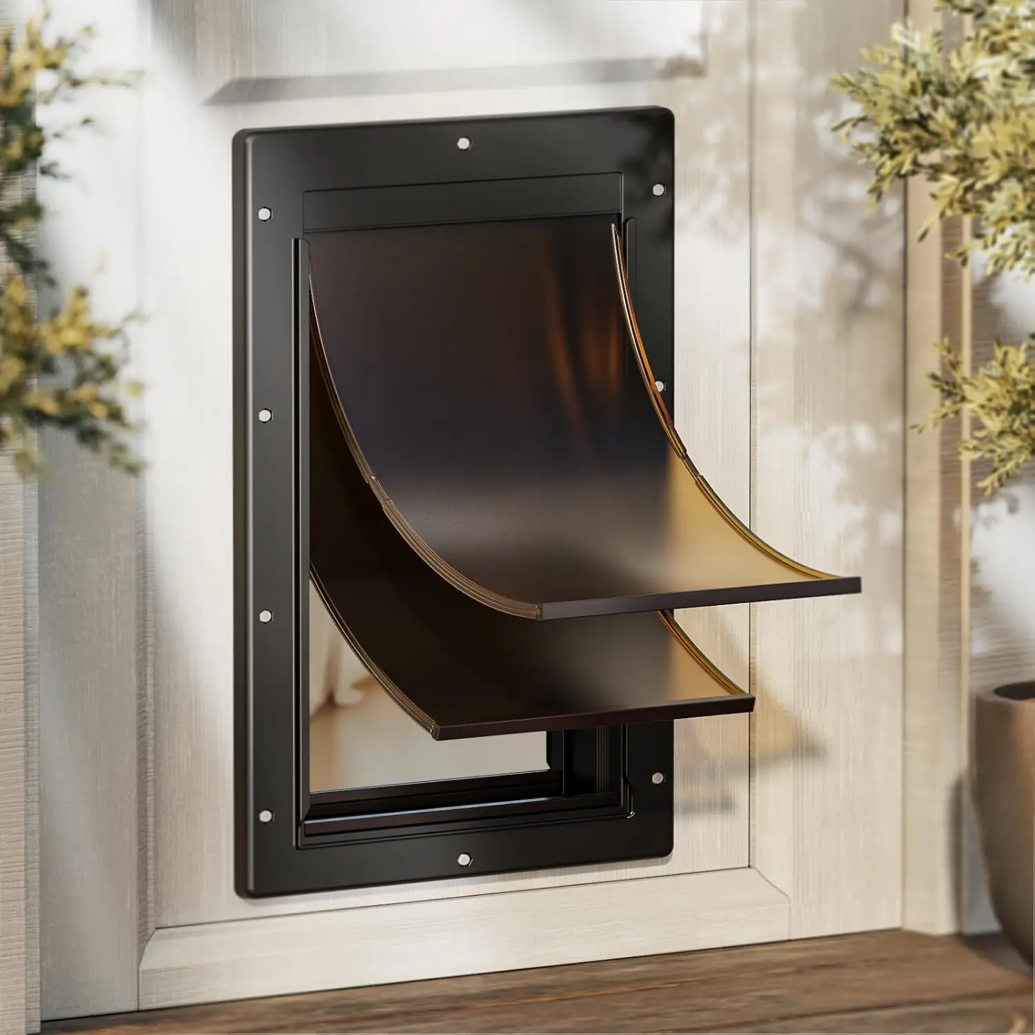 Never Rust Plastic  door, Large Doggy Door, Doggie Door for Easy Install in Interior and Exterior Doors or Wall, Double  Flaps, Closing Panel, Pet Door for Pet Up to 100lb (Large)