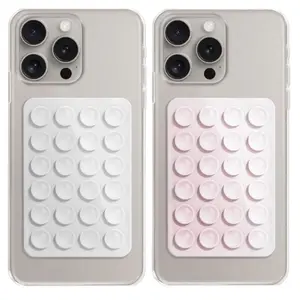 2pcs Silicone Suction Phone Case Adhesive Mount - Hands-Free, Strong Grip Holder for Selfies and Videos - Durable, Easy to Use - iPhone and Android Compatible