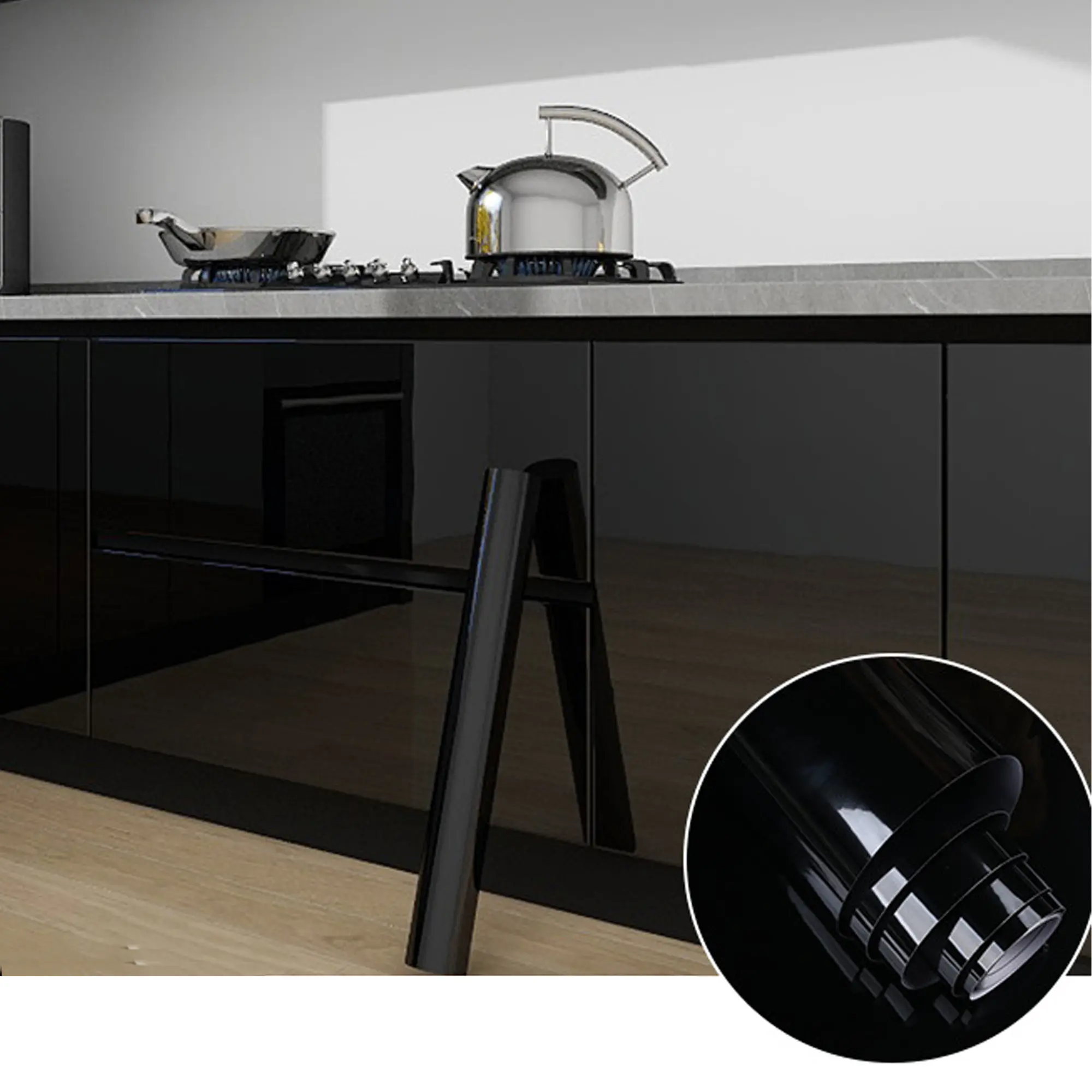 Glossy Self-Adhesive Contact Paper Waterproof, Oil-Proof, Heat-Resistant, Thick, Non-Transparent Colored Dark Vinyl Decorative Cover Adhesive Film Wallpaper for Kitchen Cabinets Furniture Renew