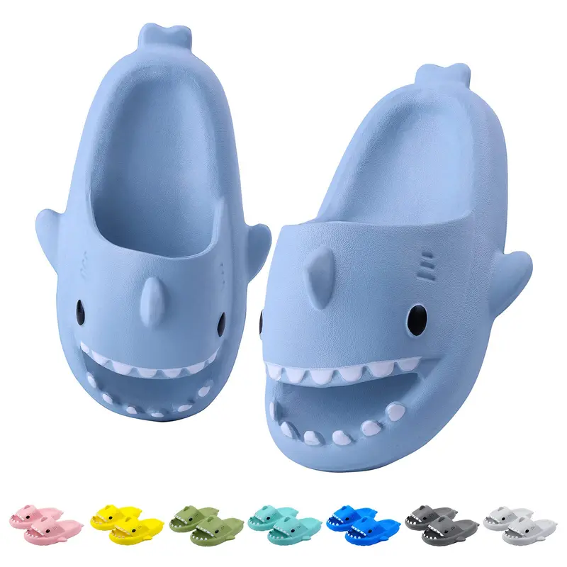 2025 Anti-slip Genuine New Generation Shark Slippers for Men & Women - Lightweight, Waterproof, Durable, Flexible, Breathable, Casual EVA Flipflop Footwear Design Walking Shoes Boy Slide