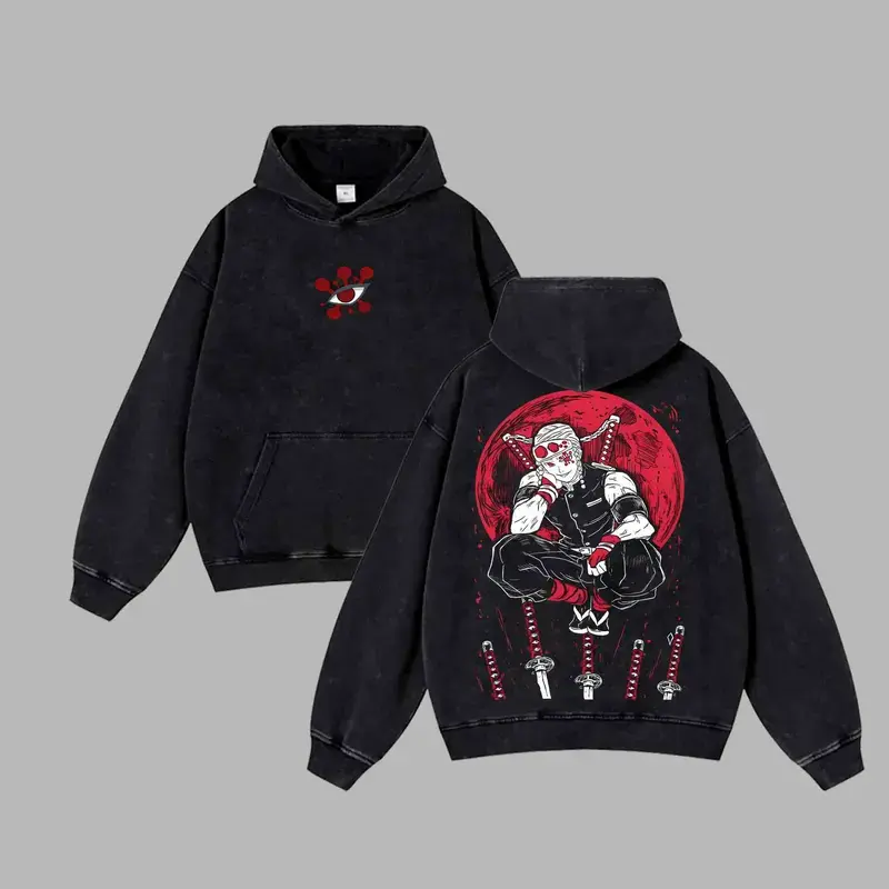 Tengen Uzui Graphic Tee - Demon Slayer Anime Retro Unisex Acid Washed T-Shirt, Hoodie, Oversized Unisex Anime Merch, Soft Cotton Streetwear Clothes, Unisex Manga Apparel, Gift for Anime Fans, Christmas Gift