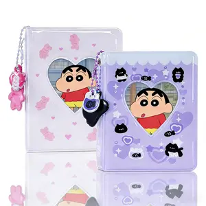 Photocard Binder Album, Mini Photo Album Kpop, 3 Inch Kpop Love Heart Hollow Photocard Binder, Mini Photo Card Book Holder for Collecting With Pendant DIY Keychian (Style 3)