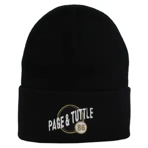 PAGE and TUTTLE Mens 12 Inch Cuffed Knit Cap Athletic Athletic - Black