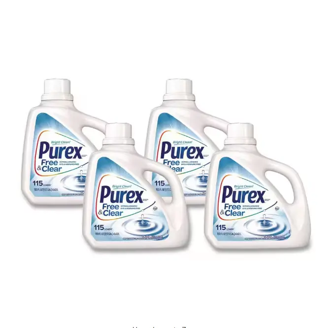 Unscented Free and Clear Liquid Laundry Detergent, Bottle, 4/Carton, 150 oz.