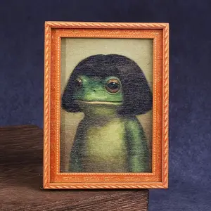 A refrigerator magnet featuring a funny mid-parted frog pattern, in a mini frame design, adding charm to the living space, a fun home decoration, with a cute appearance and a small yet thoughtful gift for special occasions, Fridge Magnet, Room Decor