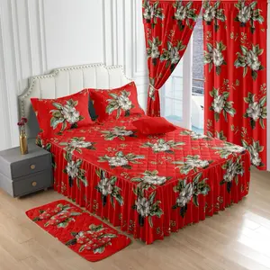 Blue Floral Bedspread with Matching Pillows, Set of 9 Pieces, Soft and Elegant Design