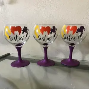 Glassware Set for Sista's glitter wineglass halloween glass fall wine gifts cocktail glasses custom wineglasses cute spooky cups fun stemware unique cup personalized princess house multicoloured durable christmas glass friend gift funny gift birthday hall