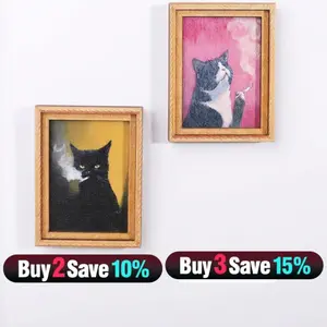 Funny Cat Fridge Magnet - Vintage Art Frame - Cute Stocking Stuffer & Locker Decor Gift Homedecor Kitty