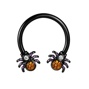 Oufer 16G Black Spider Horseshoe Septum Ring For Halloween