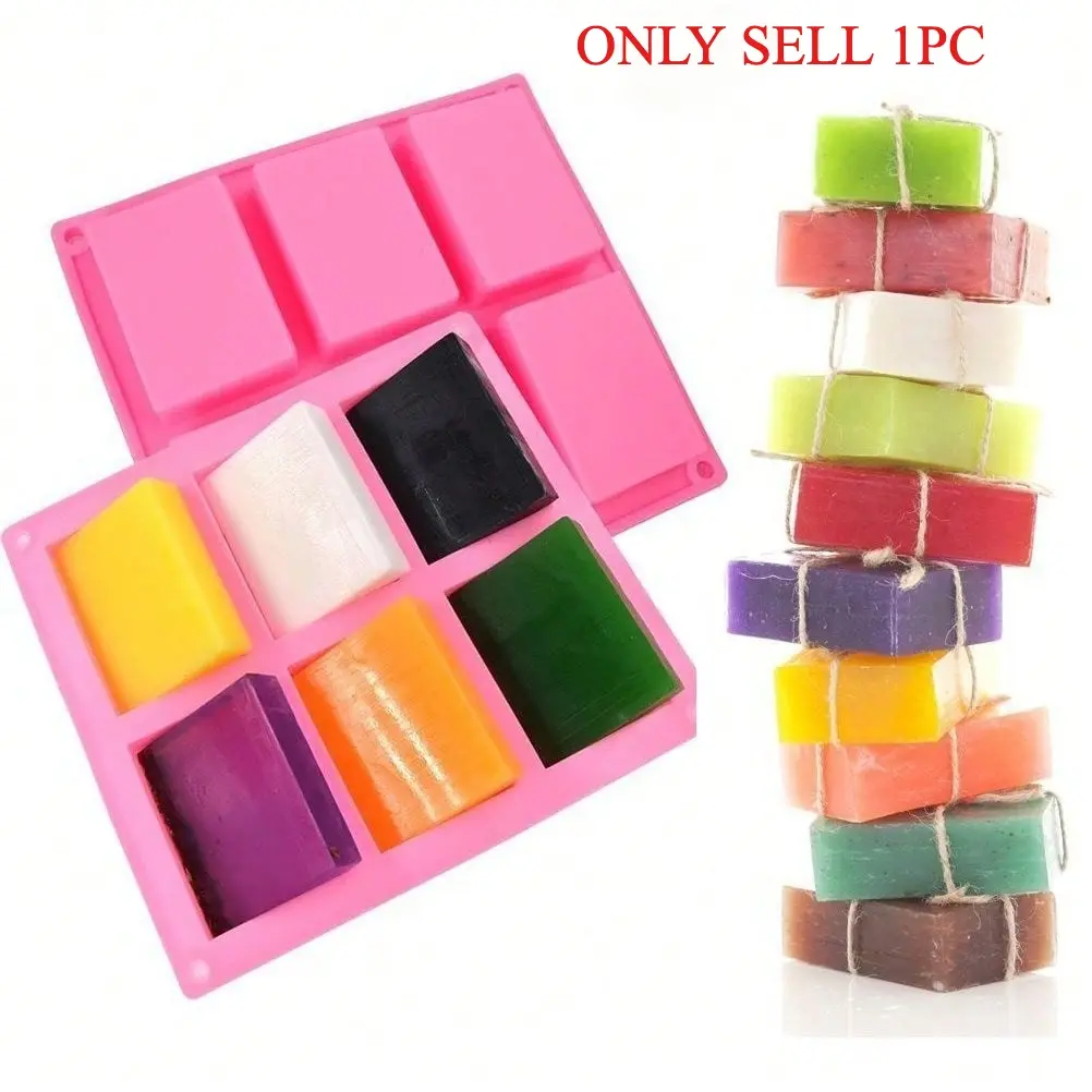 1pc 6 Cavities Rectangle Soap Mold Silicone, DIY Handmade Soap Making Mold for Homemade Soap Bars, Homemade Craft Resin, Clay, Soap, Candle And Resin Craft Molds, Craft Supplies, Handmade Crafts
