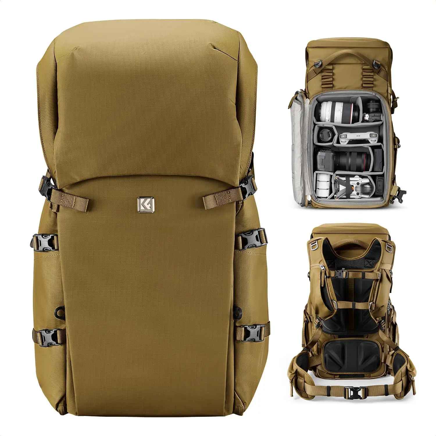 K&F CONCEPT Camera Backpack, 40L Large Capacity Camera Bag, Waterproof DSLR Camera Back Pack, Extra Large Photography Bag Backpack