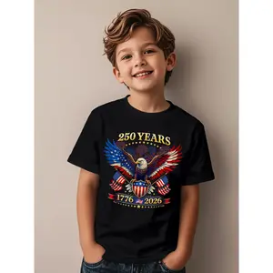 250 Years American 1776 2026 250th 4th July Independence Day Novelty Aesthetic Graphic Kid T-Shirt Fashion Kid T Shirts Street Style Tees Tops for Kid