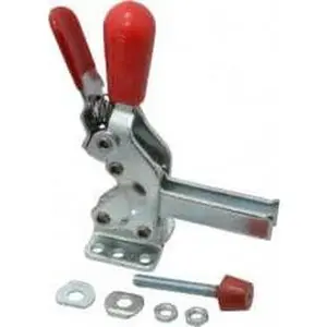 Destaco 600lb U-Bar Manual Hold Down Toggle Clamp - 600lb Holding Capacity, Vertical Handle, 66° Handle Movement, 75° Bar Opening, Flanged Base, Electro-Plated Zinc Carbon Steel (Model 2002-UR), U-Bar Clamp
