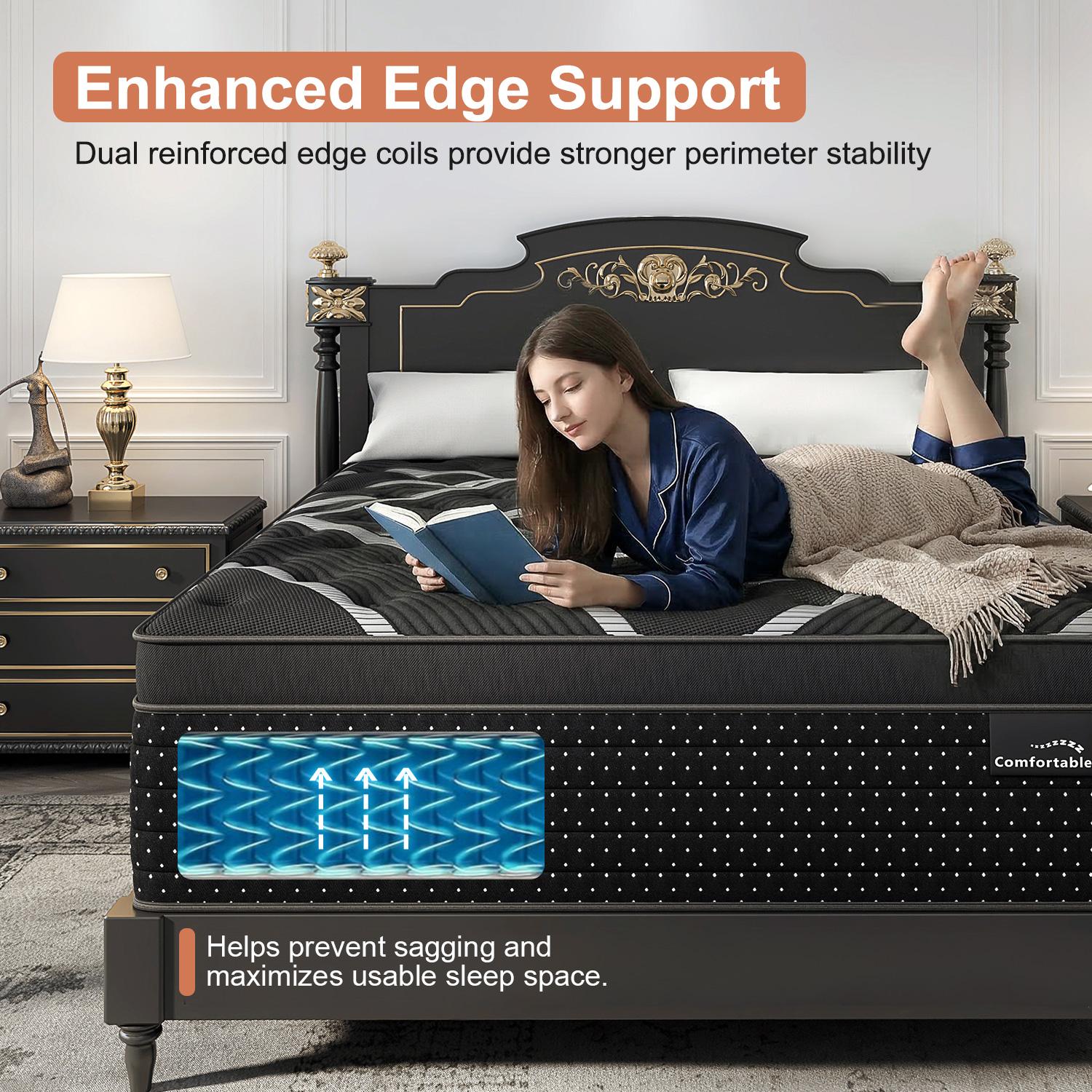 12、14 Inch Twin Full Queen King Size Mattress in a Box,Memory Foam Hybrid Mattress with Individual Pocket Spring for Motion Isolation & Silent Sleep & Lumbar Support & Pressure Relief,Medium Firm