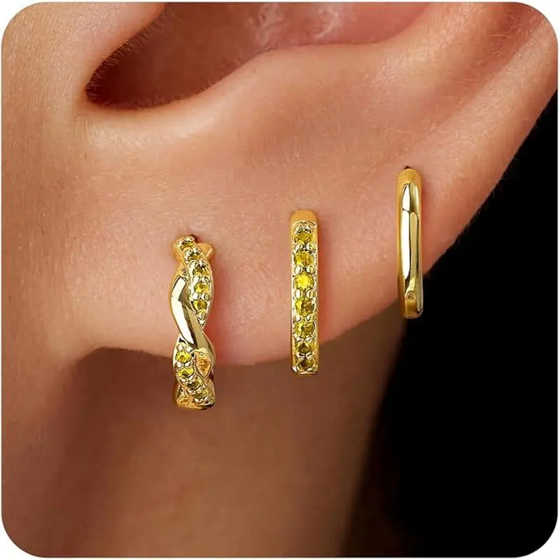 Gold-11 November Citrine Hoop