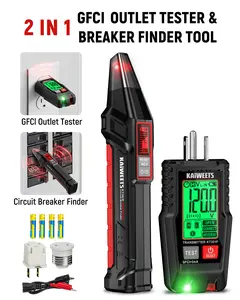 KAIWEETS AC Circuit Breaker Finder Kit with LCD Alert Display – 2-Piece Voltage Tester Set with Transmitter & Receiver, Non-Contact Voltage (NCV) Detection, Flashlight, Cable/GFCI Outlet Tester, Portable Electrical Circuit Detector Tool for Home & Pro Use