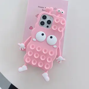 Cute Cartoon Design Phone Case, Creative Suction Cup Phone Protective Cover, Phone Accessories Compatible with Smartphone iPhone 15 Pro Max 14 13 12 Pro, Casing, Protection