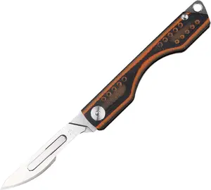 TQ319 Small Slip Joint Pocket Scalpel Knife, 3.19 inch G10 Handle, 10pcs #24 Blades, EDC Knife for Box Letter Package Opening