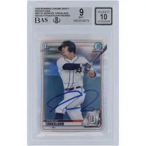 Spencer Torkelson Detroit Tigers Autographed 2020 Bowman Chrome Draft Refractor #BD-121 Beckett Fanatics Witnessed Authenticated 9/10 Card - Fanatics Authentic Certified