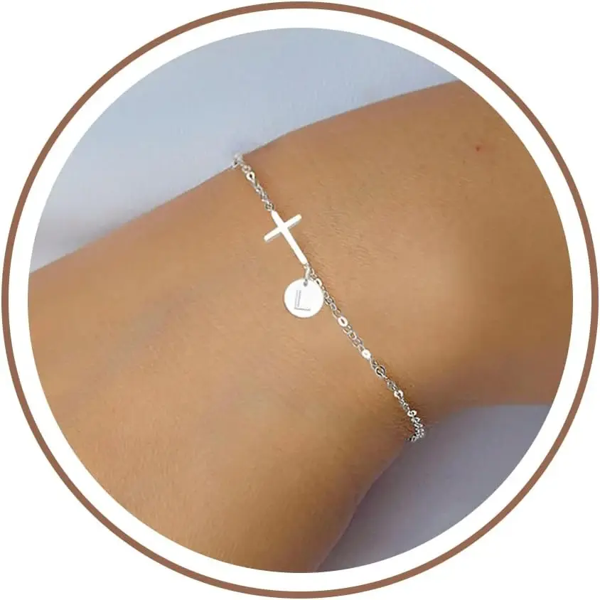 Cross Bracelet for Women Christian Gifts for Women Graduation Gifts 2026 Dainty Gold Initial Bracelet Religious Baptism Confirmation Communion Faith Jewelry for Daughter Mom Bithday Gift for Girlfriend Stocking Stuffers