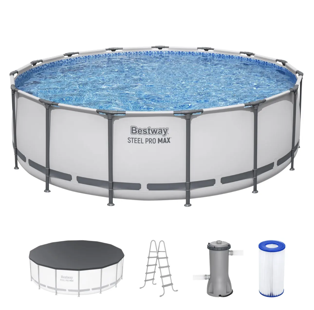 Bestway Steel Pro MAX 15 Foot by 48 Inches Round Above Ground Swimming Pool