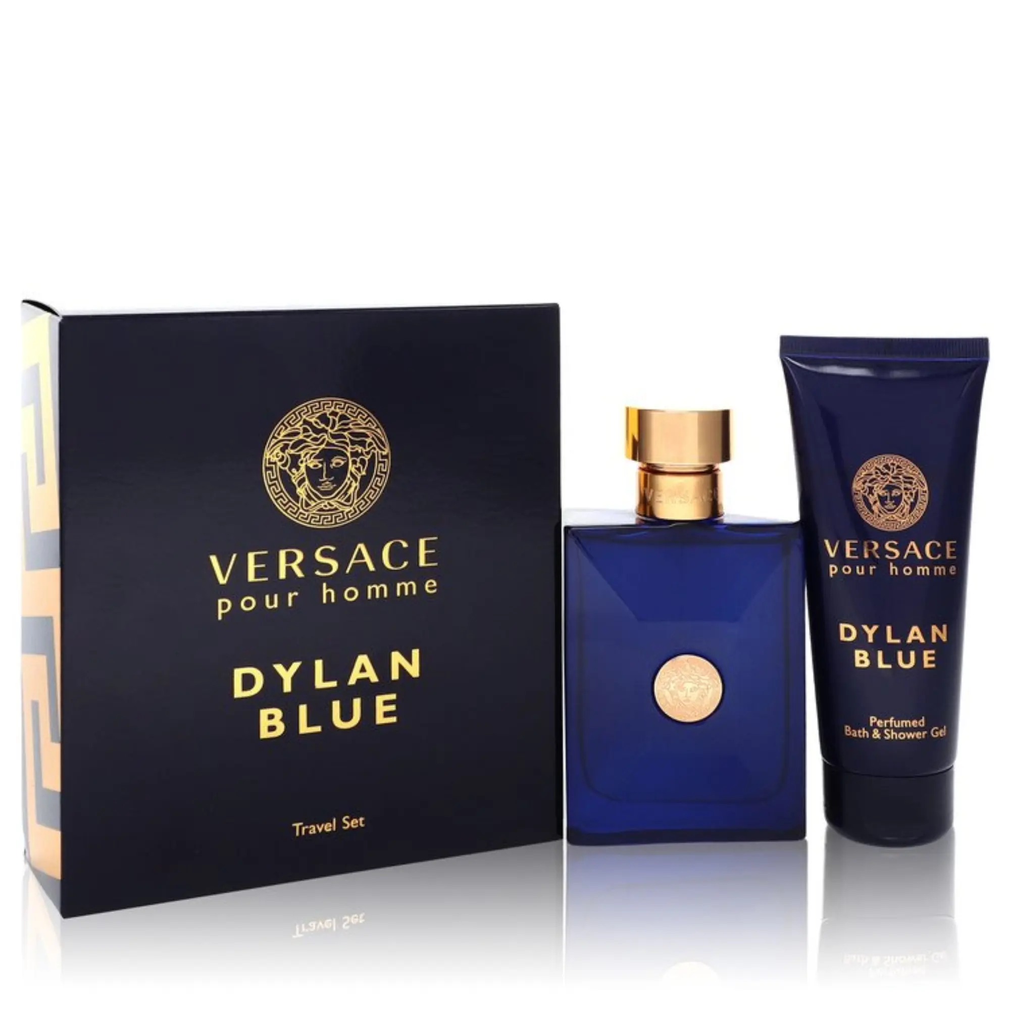 Versace Dylan Blue for Men 2-Piece Travel Set (3.4 Ounce Eau de Toilette Spray + 3.4 Ounce Perfumed Body & Shower Gel)