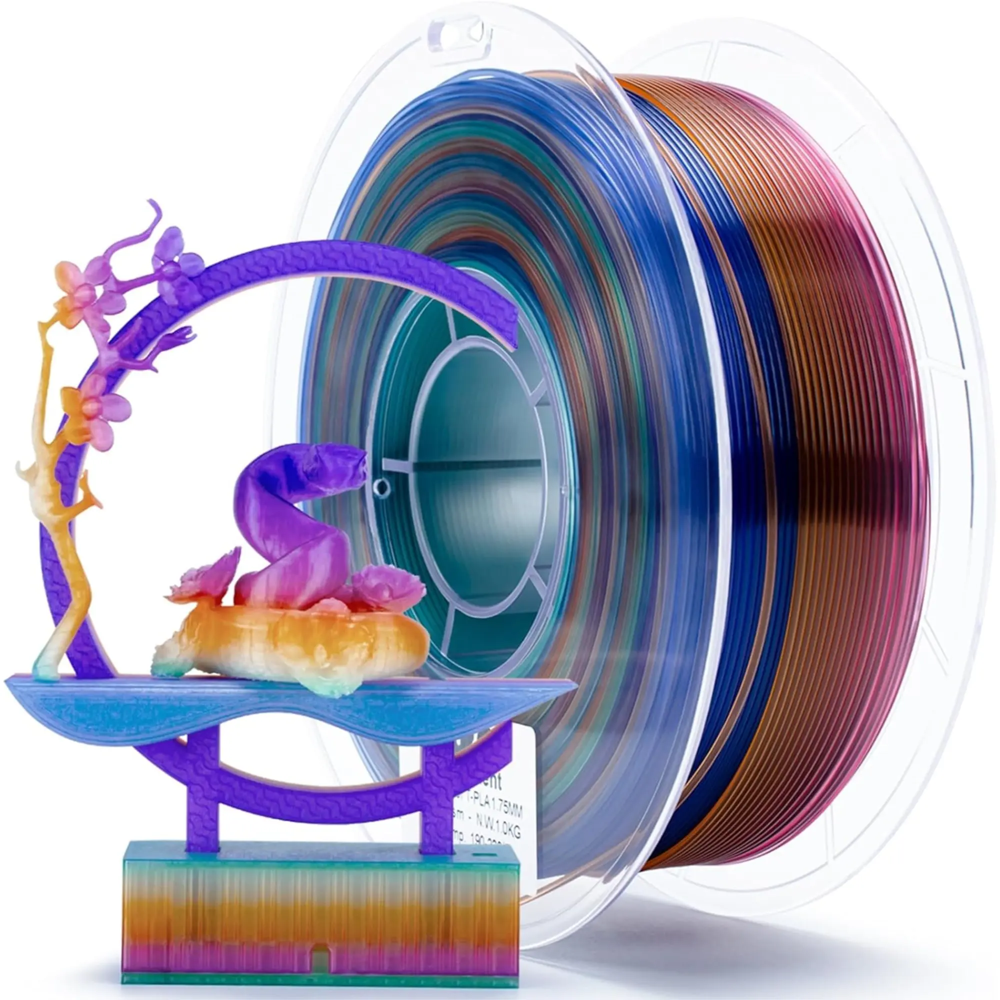 Ziro Season Series Rainbow Gradient Translucent PLA Printer Filament (4-Pack, 4x250g Spools), 1.75mm Diameter, 0.03mm Excellent Dimensional Accuracy, Mesmerizing Shift Between Colors, Bed Temperature:50-60°C, Easy Extrusion, 3D Printing Supply
