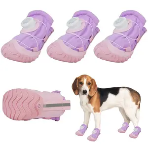 Dog Shoes Suitable for Small and Medium Dogs Breathable Mesh Boots with Adjustable Buckle Waterproof Non-Slip Rubber Sole Suitable for Summer and Winter Protection Universal Style