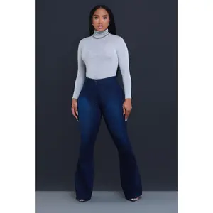Bing High Waist Super Stretch Bell Bottom Jeans - Dark Wash