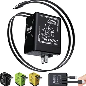 Retractable Travel Charger withDual Cables GaN Fast Charging Plug Fast Charging,120wDevice Compatibility, portable travel charger Multifunctional Charger