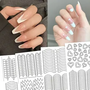 5pcs nail Art French Tip Stencils Nail Stickers Tips Guides for Easy Manicures, Nail Polish Application