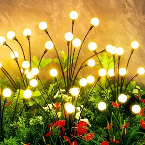 Outdoor Solar Firefly Lights, 4/8 Pack Waterproof Garden Stake Lights with Auto Dusk-to-Dawn Glow, 32/64 LED Bulbs for Yard, Patio, Pathway, Walkway & Landscape Decor