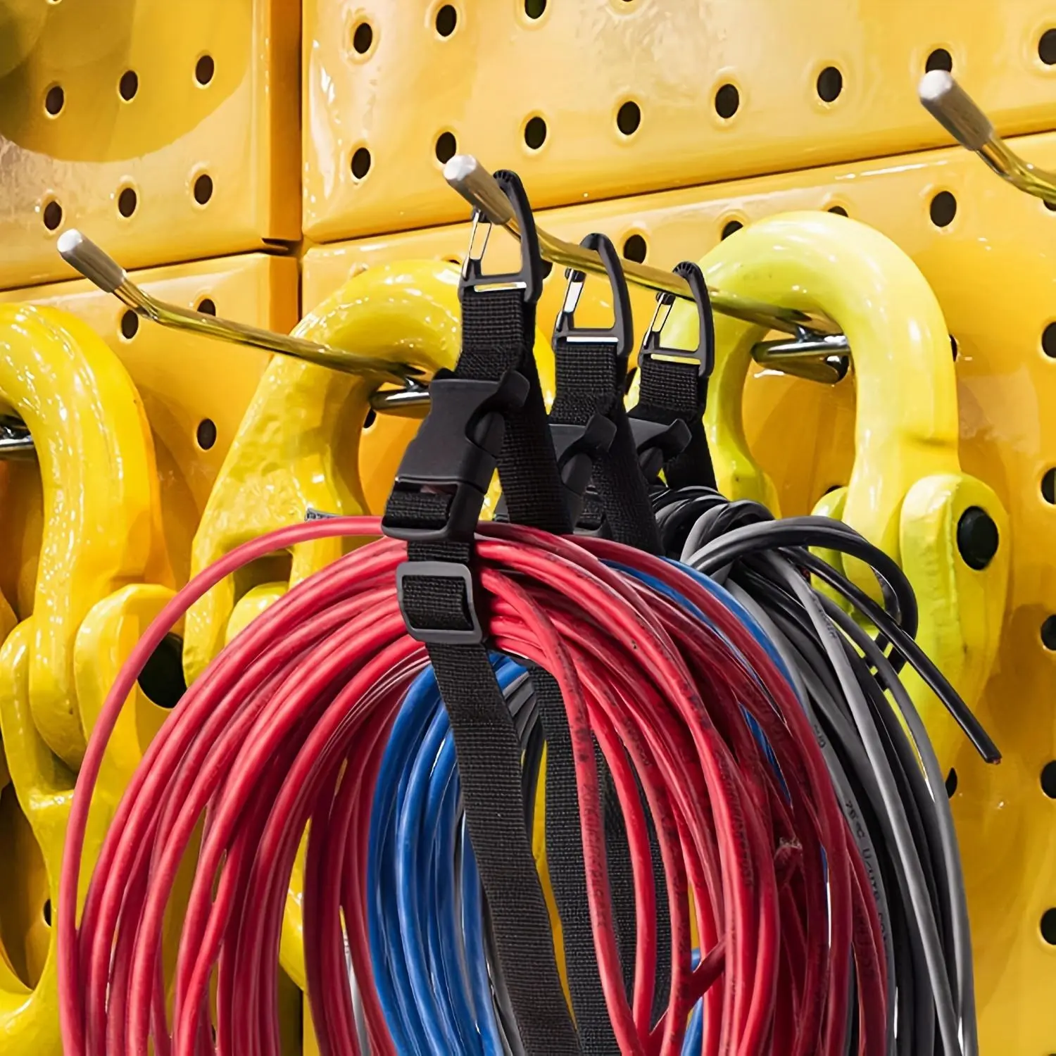 4pcs 17.72 Inch Adjustable Extension Cord Organizer, Extension Cable Organizer, 3-Axis Buckle, Heavy-Duty Storage Strap, Durable Polypropylene, Workshop & Garage, Extension Cable Holder