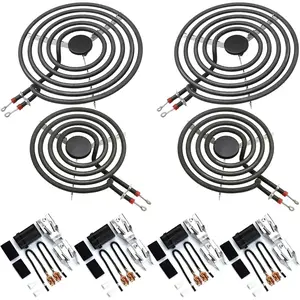 Stove Burners MP22YA Electric Range Surface Burner Coil Unit Set (2pcs MP15YA 6" & 2 count MP21YA 8") with 4 count 330031   Plug-In Block Kit Replacement Part