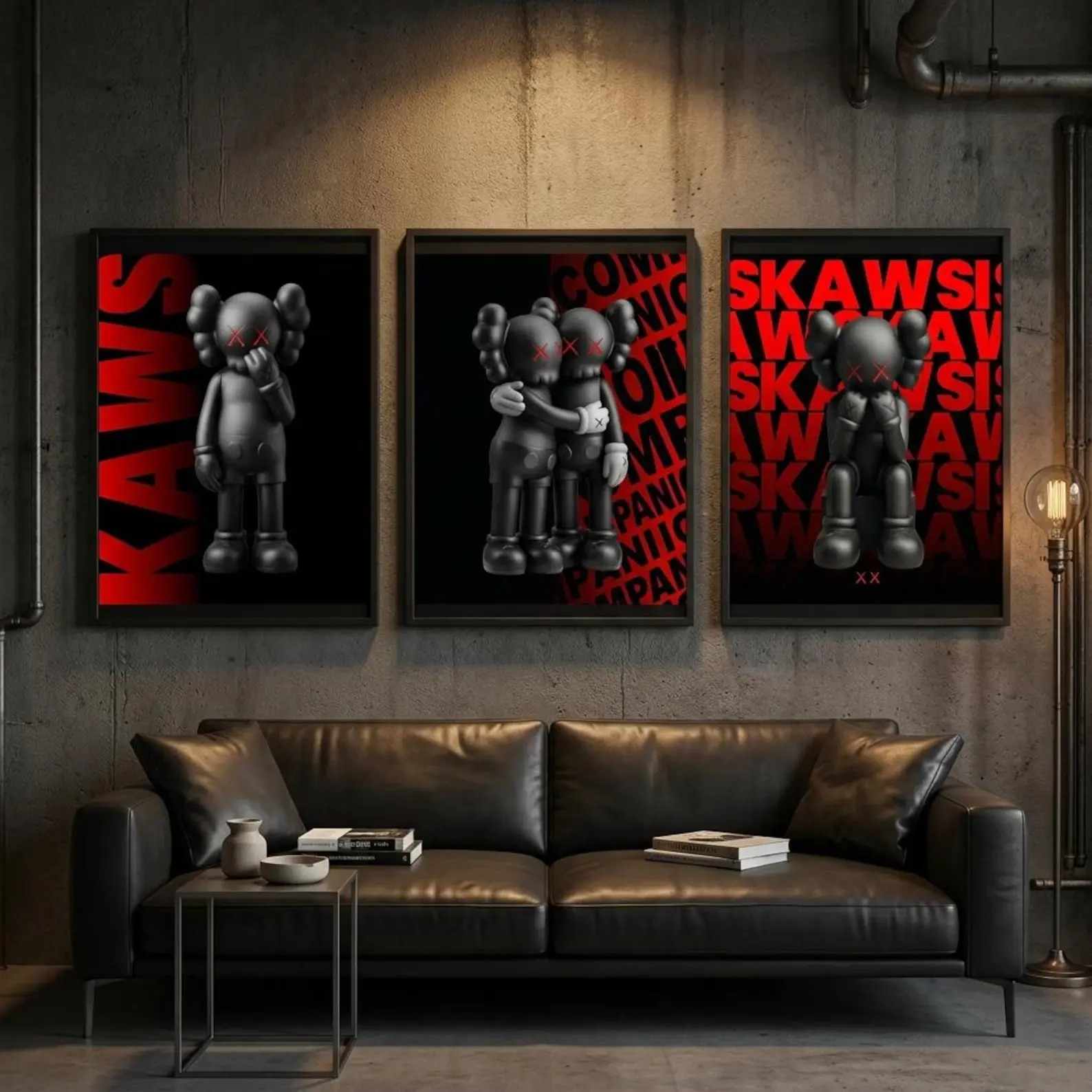 KAWS 3-Piece Poster Set, Hypebeast Home Decor, Graffiti Pop Art Prints, Digital Download Modern Wall Art
