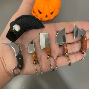 SET OF 5 Pocket Knife Set, 5 PCS Set Including Knives & Leather Pouches(machete, axe, square knife, large pork knife and small pork knife), EDC Knife Set for Outdoor Camping, Stainless Steel Tools fathersdaygift