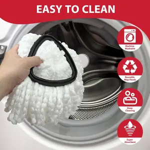 O-Cedar EasyWring mop head replacement, 1-can system mop replacement set, including 3 mop heads, 1 scrub brush and 1 base combination