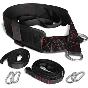 Sled Pulling Belt, Adjustable Closure, 2 Straps & 4 Hooks - for Multidirectional Resistance , Strength and Agility