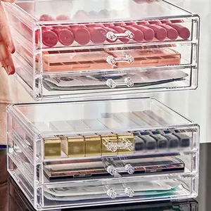 Acrylic Transparent Drawer Storage Box for Makeup & Skincare, Desktop Organizer for Lipstick & Cosmetics, Compact Cosmetic Display Rack, Multilayer Storage