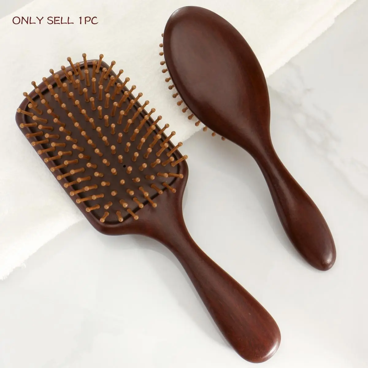Natural Sandalwood Folding Wooden Comb, Grooming Tool, Styling Brush, Detangling Hairbrush, Detangler Brush, Soft Cushion Design, Anti-Static, Heat Resistant, Long Handle, Ideal for Home Use, Unisex Gift, Detangler Combs