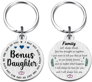 Gifts for Bonus Daughter, Stepdaughter Unbiological Adopted Step Daughter Stepdaughter Birthday Keychain from Stepmom