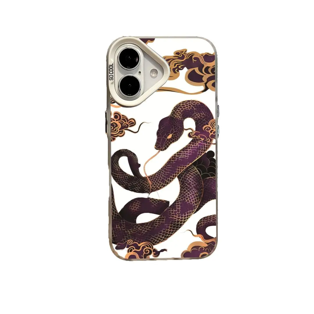 Purple Snake Pattern Wear Resistant Case Shockproof Anti Slip for IPhone 17 16 15 14 13 12 11 X XS Pro Max Plus Phone Shell Cover