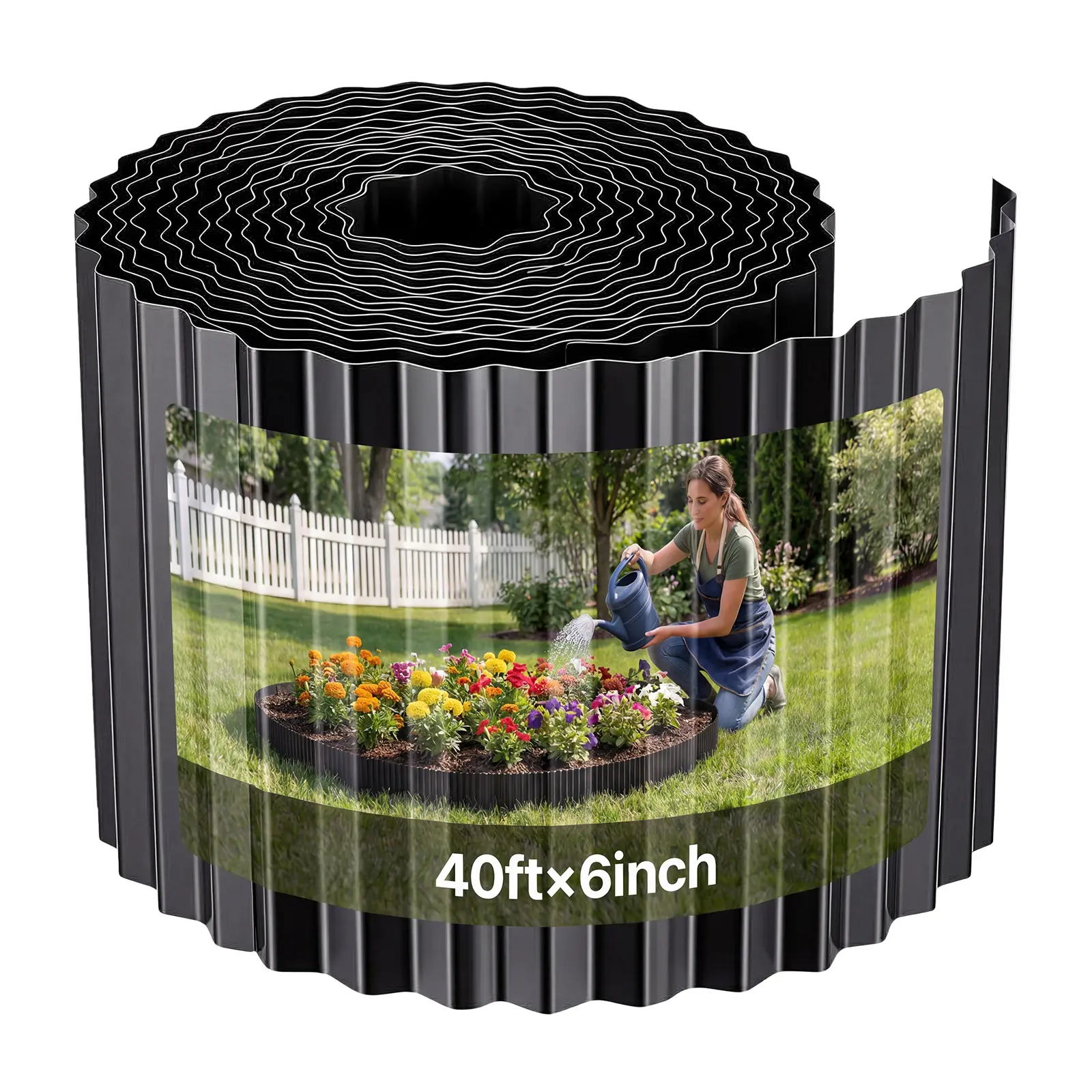【SummerFinds】VEVOR Galvanized Steel Landscape Edging, 40 ft x 6 in Metal Edging for Landscaping with Gloves, Easy-to-Install Bendable Metal Strips, Heavy Duty Metal Garden Edge Border for Flower Bed, Yard Pathway
